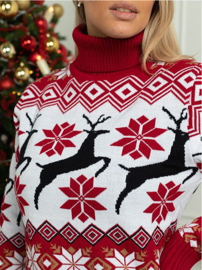 S Men's Clothing Women's Couple Wear Christmas Elk Jacquard Long Sleeve Turtleneck Sweater