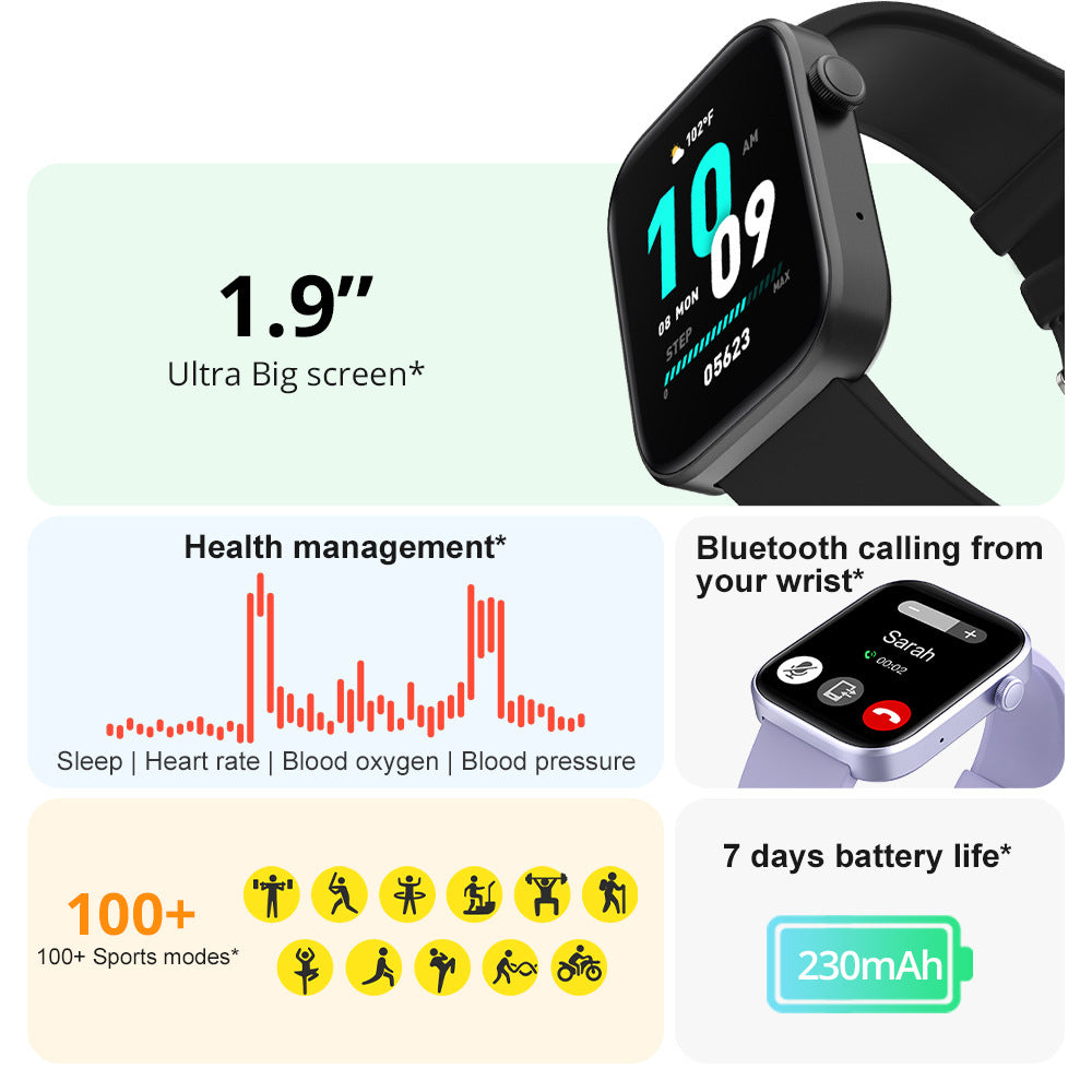 Sports Heart Rate Meter Step Waterproof Full Screen Smart Watch