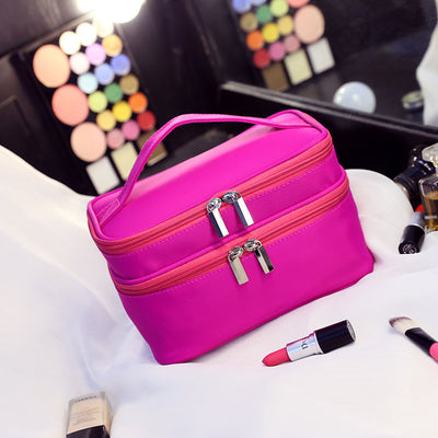 Large Capacity Double Layer Cosmetic Bag Portable Travel Toiletry Bag Oxford Multifunctional Storage Bag