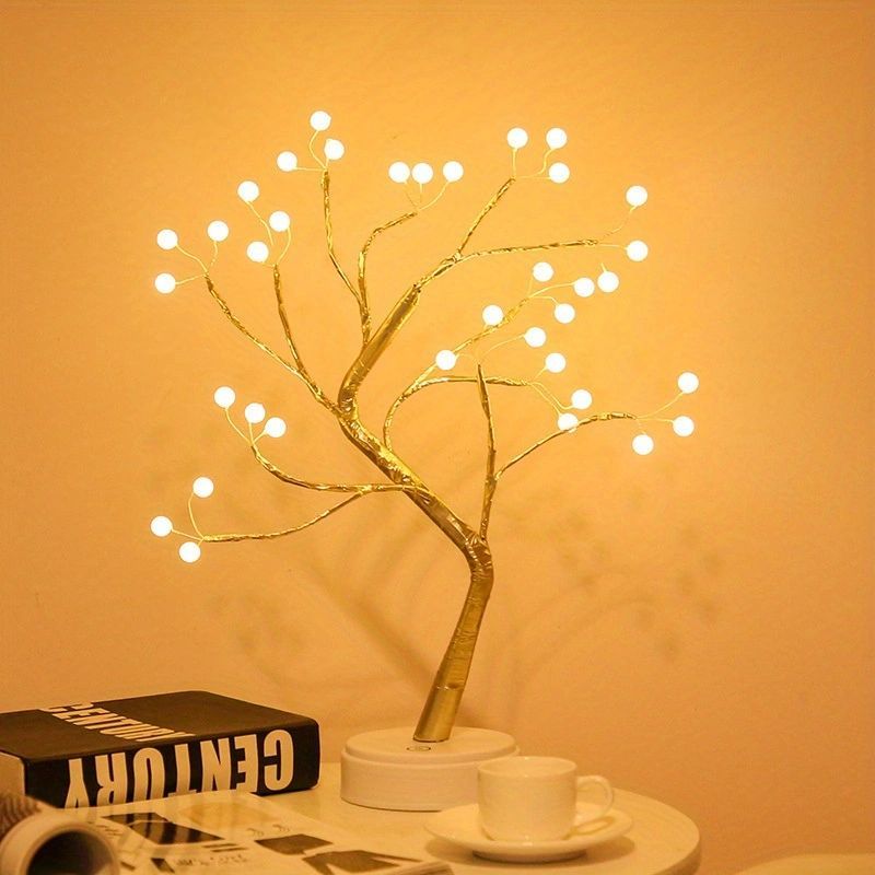 LED Night Light Mini Christmas Tree Copper Wire Garland Lamp For Kids Home Bedroom Decoration Decor Fairy Light Holiday Lighting